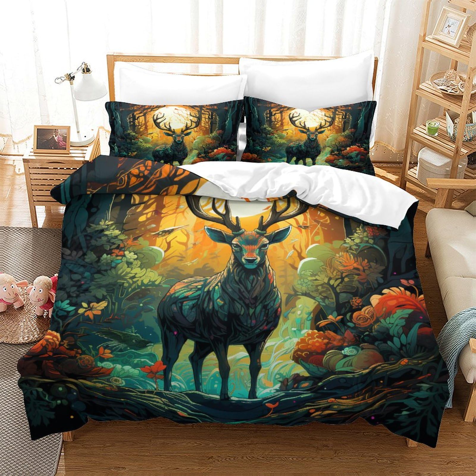 Stampato in 3D Pronipote tibetano Copertina Stampata Microfibra Disegnata Biancheria Da Letto Cura Facile Set 3 Pezzi,Double（200x200cm）, Per Ragazzi Adulti