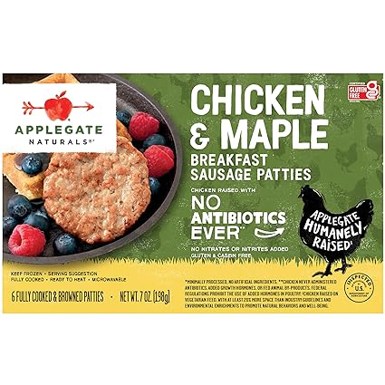 Applegate, Natural Chicken & Maple Breakfast Sausage Patties, 7 oz (Frozen)