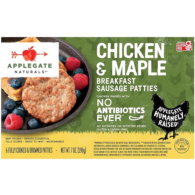 Applegate, Natural Chicken & Maple Breakfast Sausage Patties, 7 oz (Frozen)