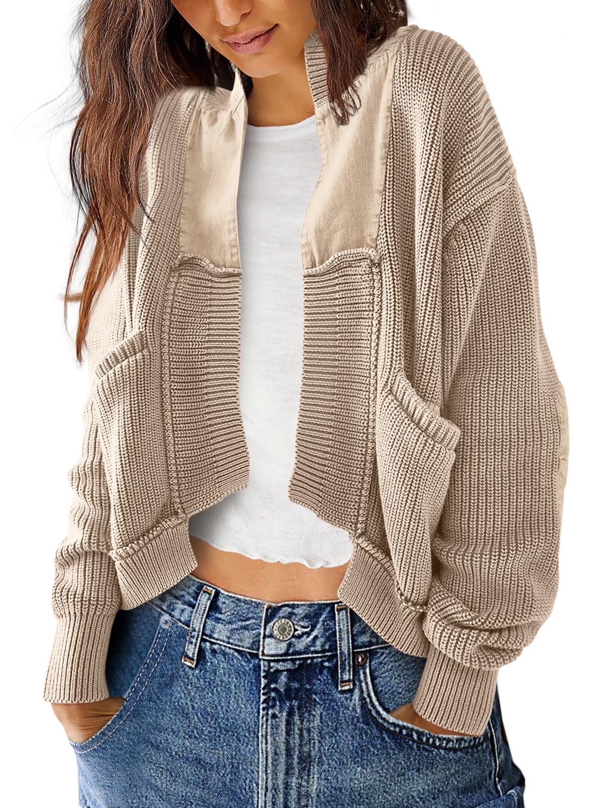 SENSERISE Womens Cardigan Sweaters Cable Knit Sweater Open Front Long Sleeve Chunky Cardigan Outerwear Coats