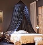 Mengersi Bed Canopy Mosquito Net for Bed, Canopy Bed Curtains, Dome Mosquito Netting Bed Tent, Indoor Outdoor, Black, Full Size