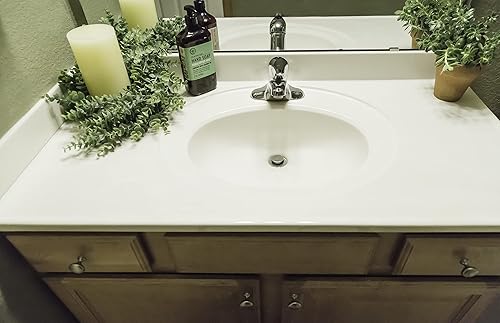 Miniatura 140 de Top de tocador de mármol cultivado de 19 pulgadas con protector contra salpicaduras, embalaje mejorado, remolino de marfil - Design House, 586263