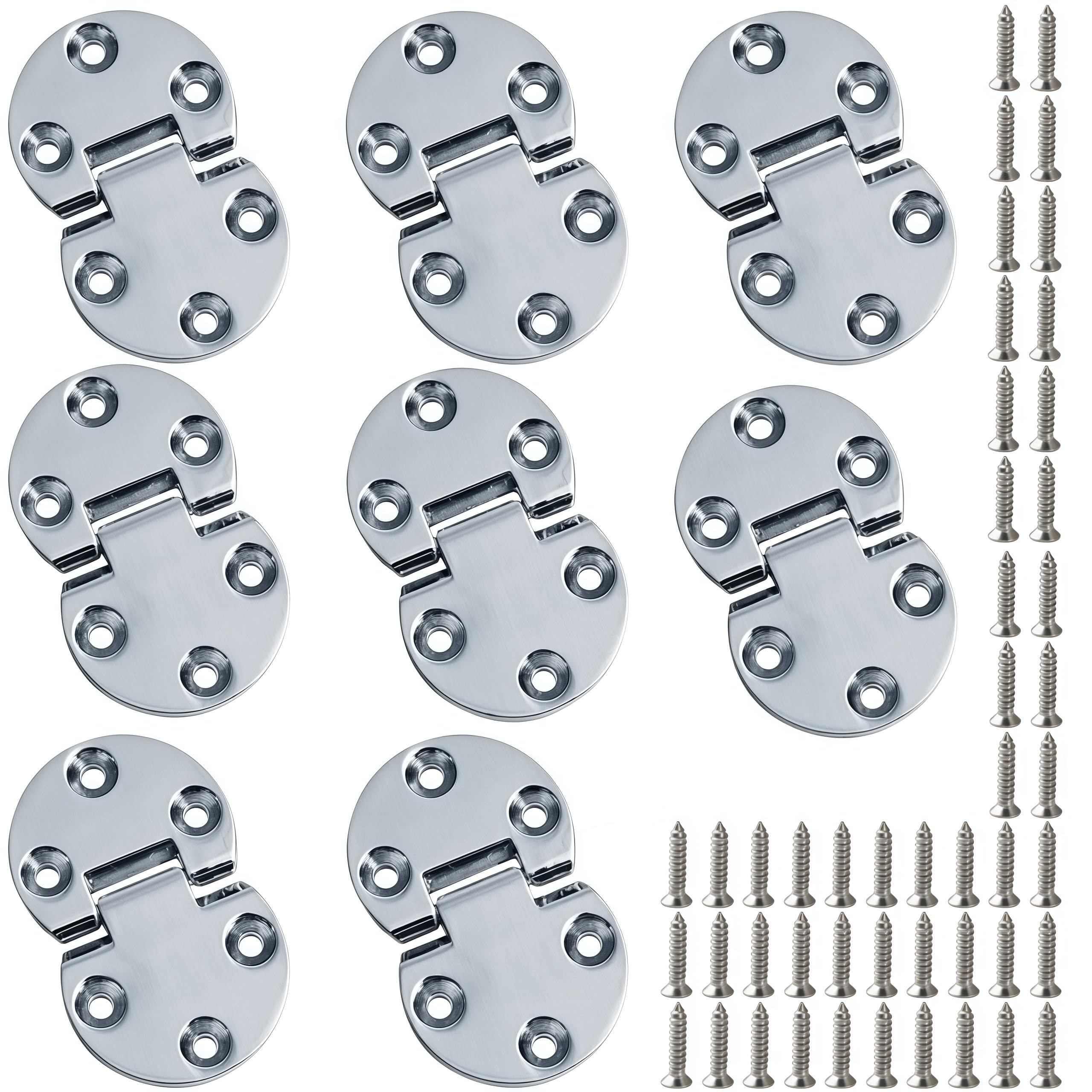 Vbnexyr Bright Silver Hinge 8 Piece Set Of Alloy 180 Degree Invisible Mini Semi Circular Folding Hinges For Furniture Accessories Diy Crafts