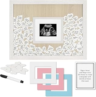 Americanflat 12x16 Baby Shower Guest Book with 80 Heart Tokens - Fits 3x...