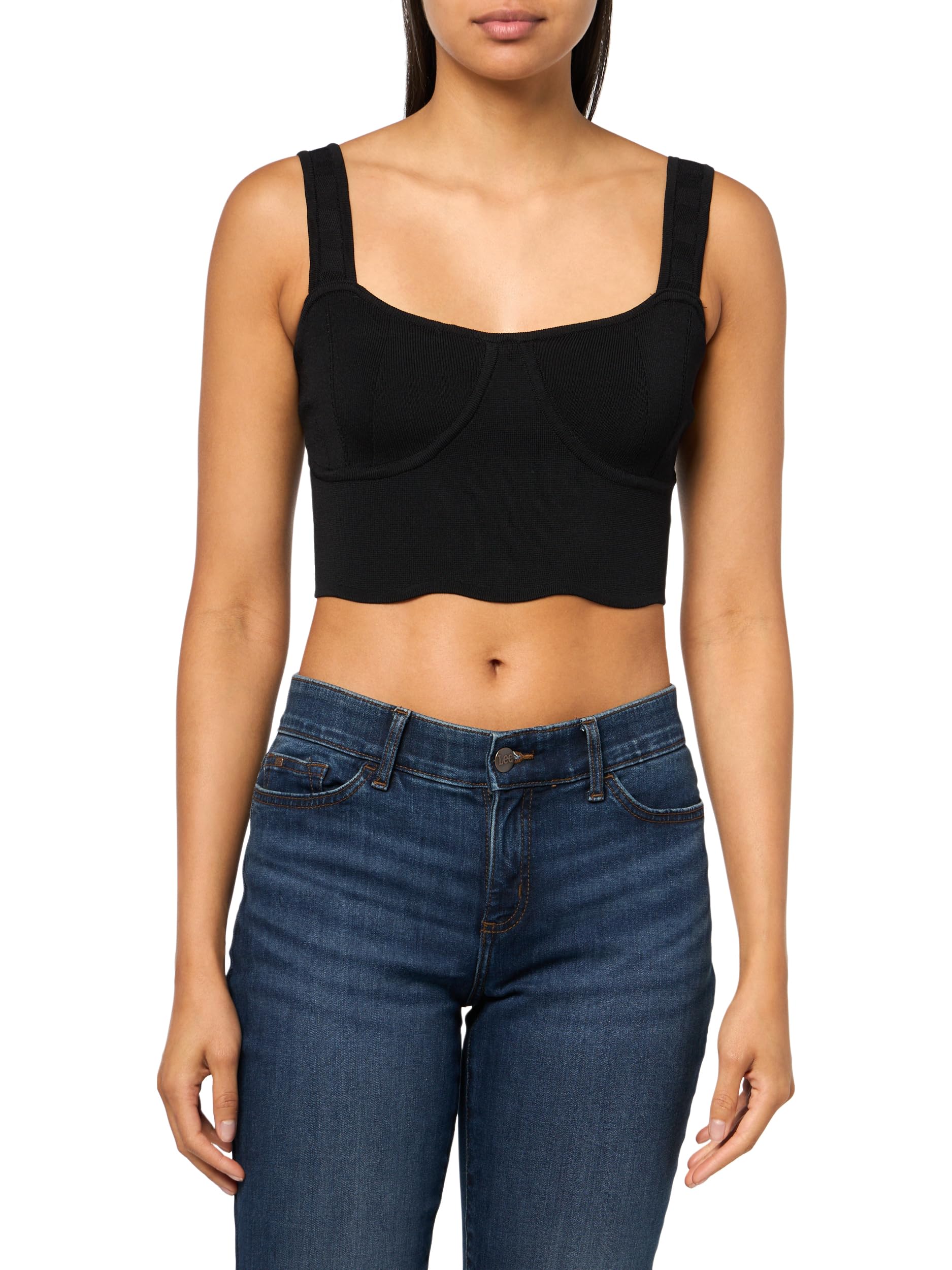 Forever 21 Womens Sweater-Knit Bustier Crop Top