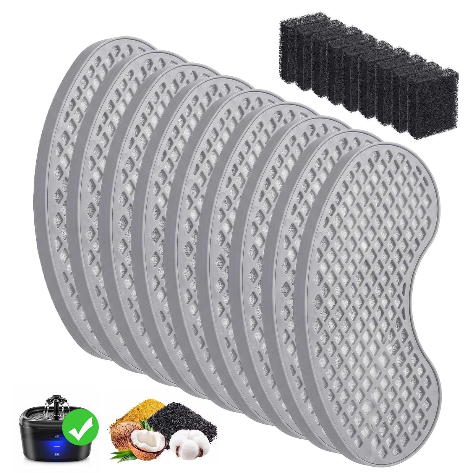 9 * 9 Filters for Cat Water Fountain Pet Water Dispener