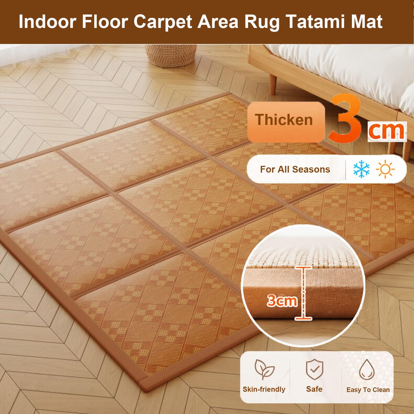 Tatami Salón Suelo Japonesa Alfombras Colchón Plegable Tapete de Juegos(Brown,300x200cm)