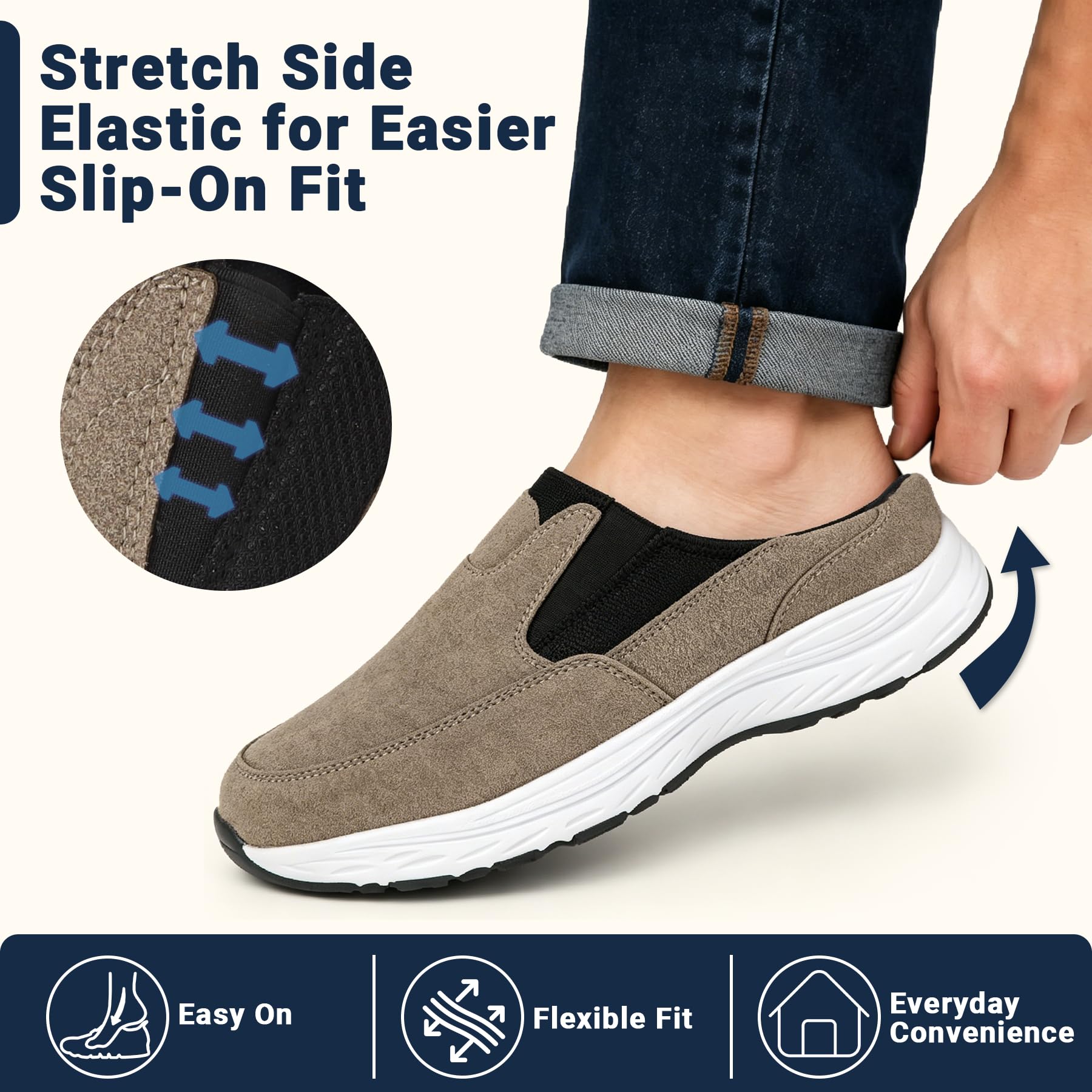 riemot Herren Sabots, geschlossene Slip-On Komfortschuhe Braun EU42-47