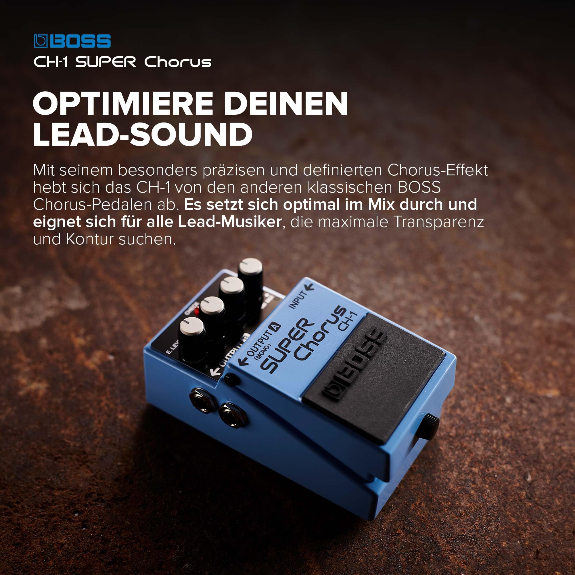 BOSS CH-1 SUPER Chorus | Kompakter Effektpedal-Klassiker | Kristallklarer Sound für Gitarre & Keyboard | Vielseitige Klanggestaltung | Mono- & Stereoanschlüsse | Einfache Bedienung