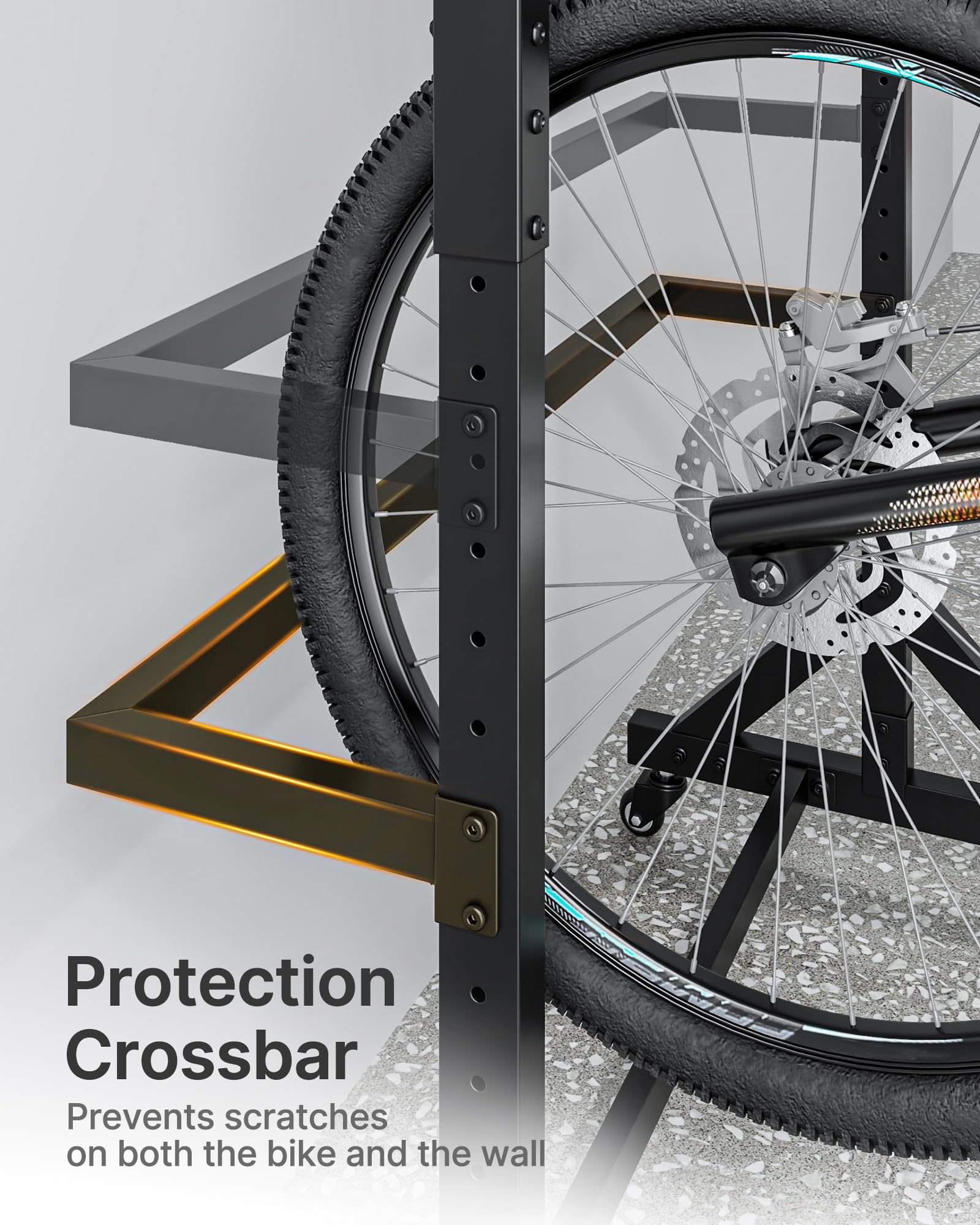 monTEK Freestanding Bike Storage Rack for 5 Bikes, Heavy Duty 350LBS Vertical Bike Stand with 5 Bike Hooks & 6 Helmet Hooks, Indoor and Outdoor Bike Storage Rack with Locking Casters