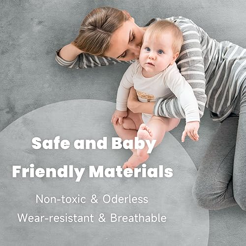 Miniatura 4 de ACOMOPACK Tapete de juego para bebés para suelo de 1.3 pulgadas de grosor, espuma viscoelástica, 50 x 50 pulgadas, tapete de terciopelo suave para