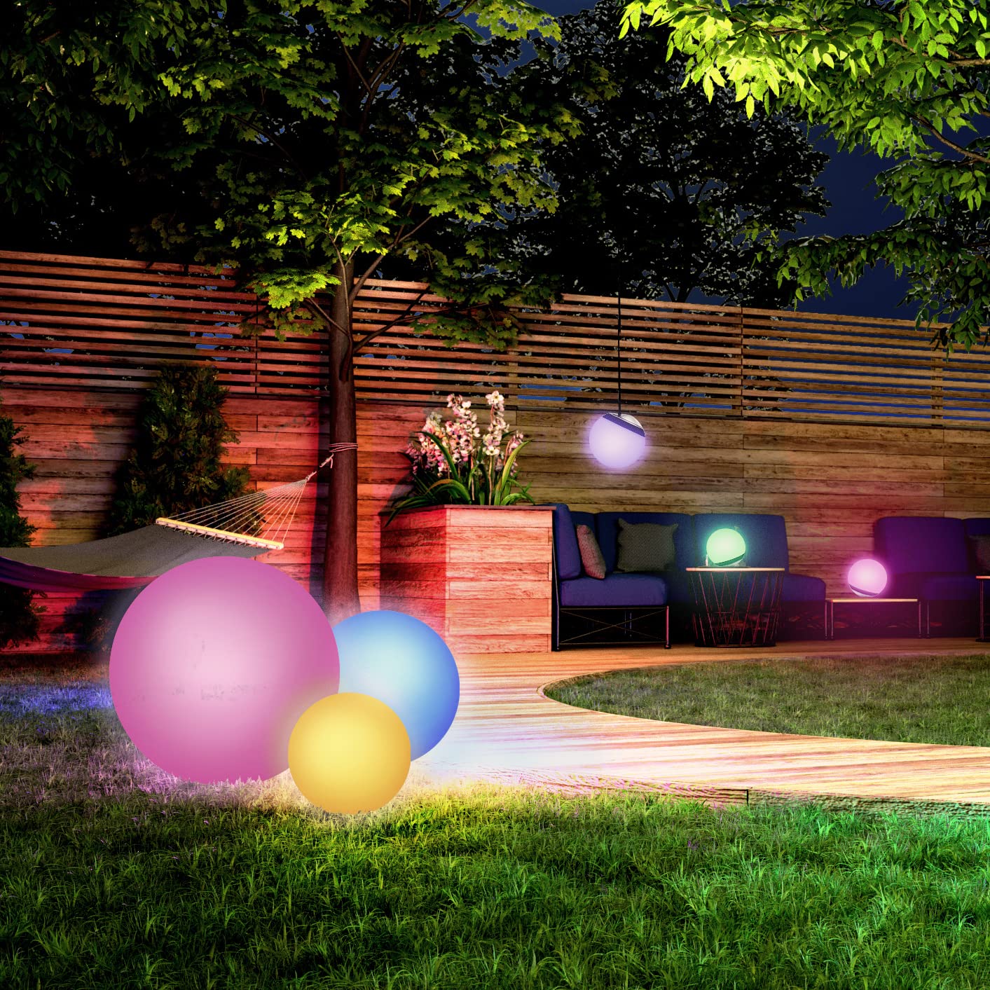 tint Smarte Outdoor LED Leuchtkugel Calluna Ø 50cm, Gartenkugel, Kugelleuchte, Farbwechsel RGB, E27 Fassung, ip44 für Außen, Zigbee, funktioniert mit Alexa, Optik: stone…