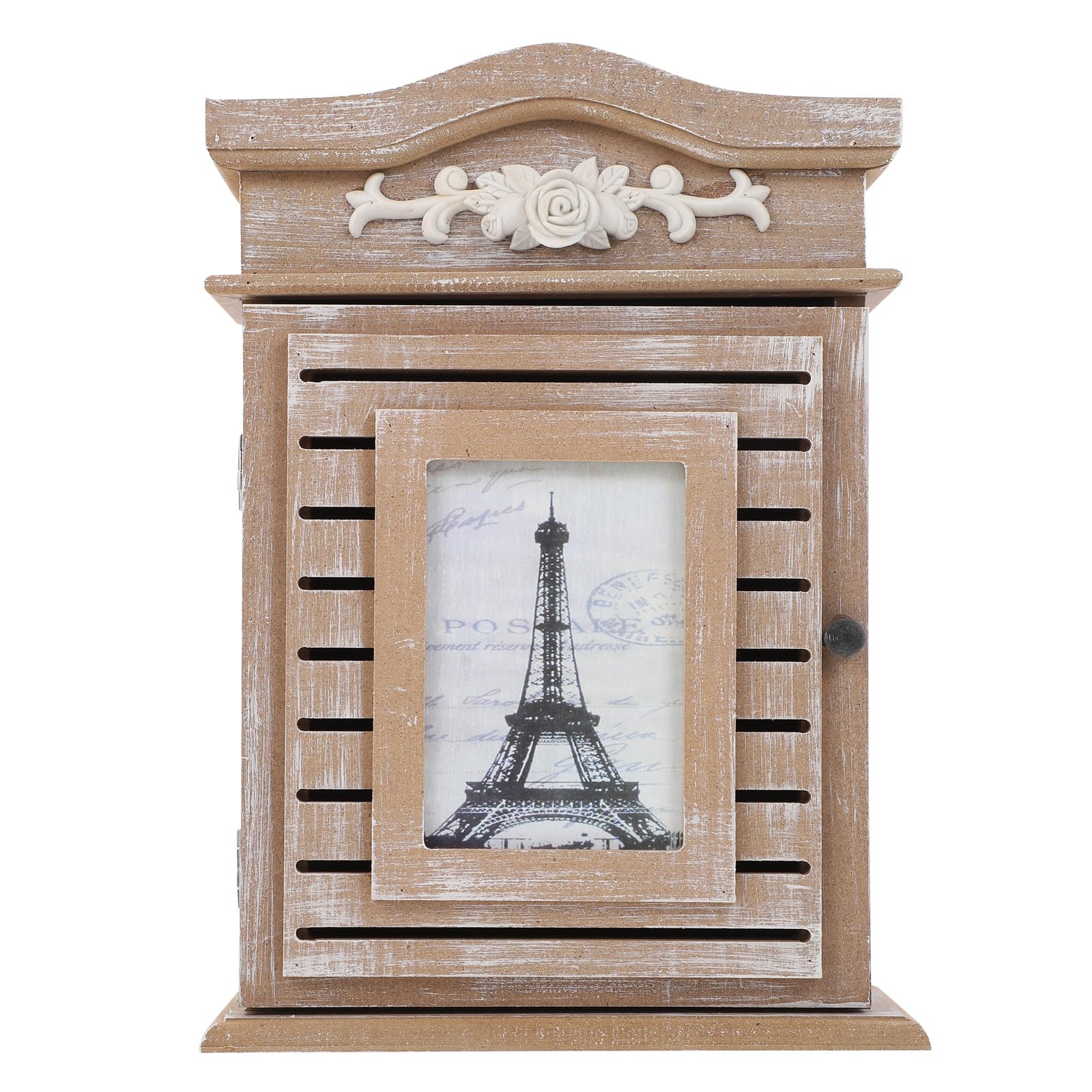 HOMSFOU Boîte à Clés en Bois Murale avec Porte-photo 6 Crochets Casier à Clés Décoratif pour Maison et Bureau Rangement Pratique Style Ancien Utilisation Couleur Style