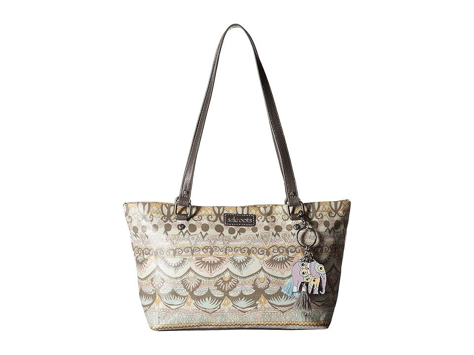 

Sakroots Artist Circle Small Satchel (Pastel One World) Tote Handbags, Khaki