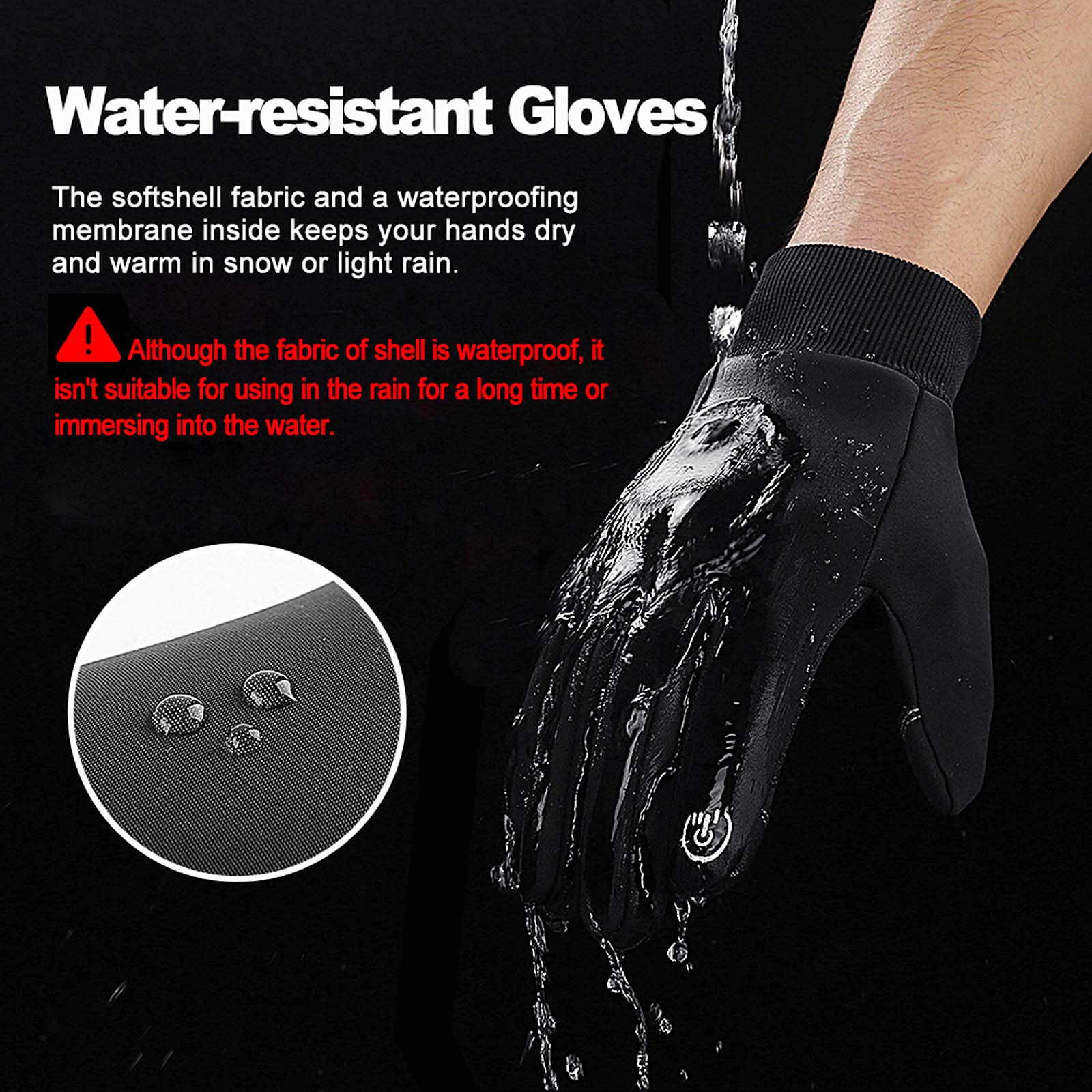 LERWAY Guanti invernali caldi con touch screen neri per uomo donna guanti antiscivolo antivento guanti per sport corsa guida mountain bike arrampicata escursionismo resistente all'acqua