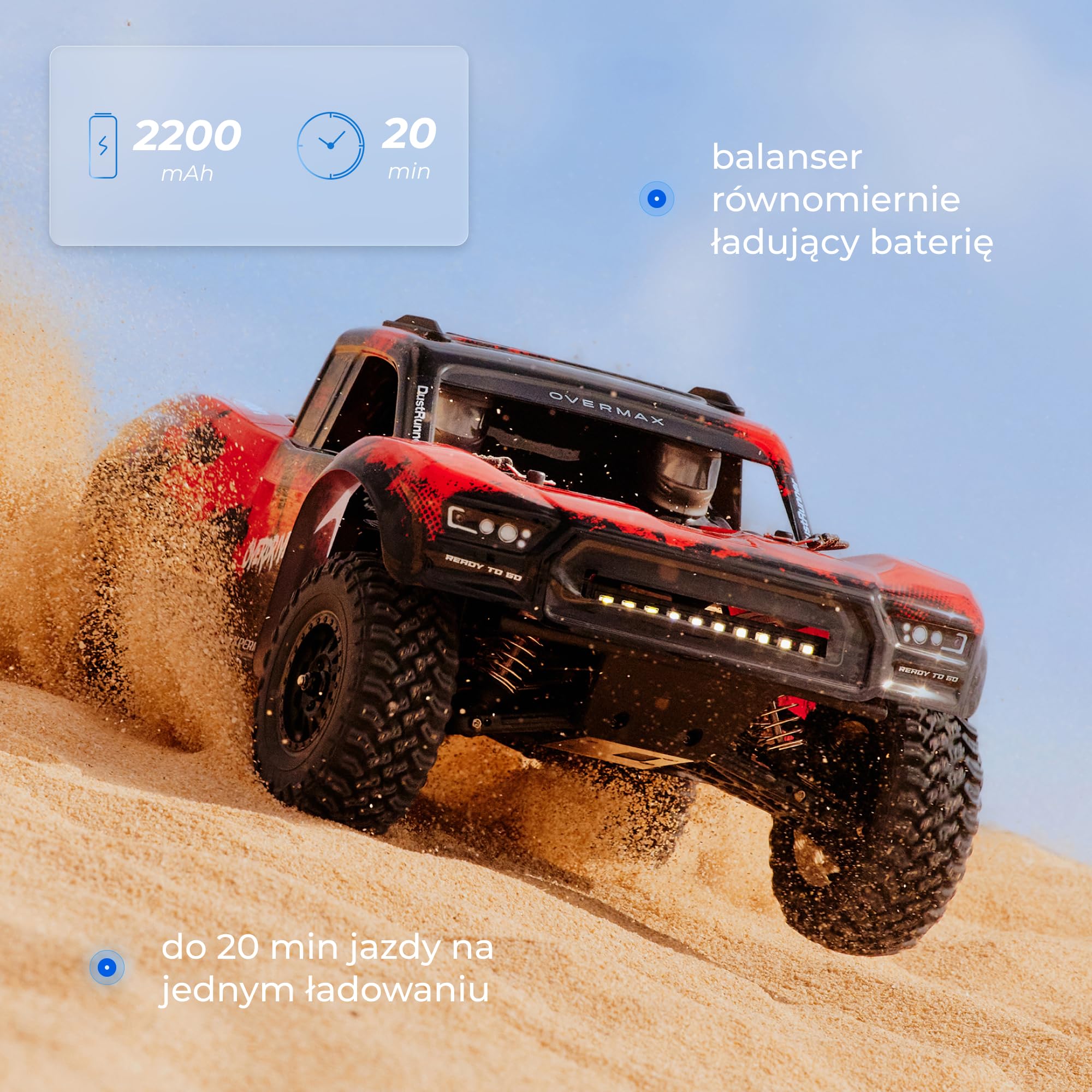 Overmax X-Giron zdalnie sterowany samochód RC 4WD 1:10 Offroad, 70 km/h, bezszczotkowy silnik, hydrauliczny amortyzator, zdalne sterowanie Dumbo X5P, zasięg 300 m, akumulator LiPo, od 14 lat