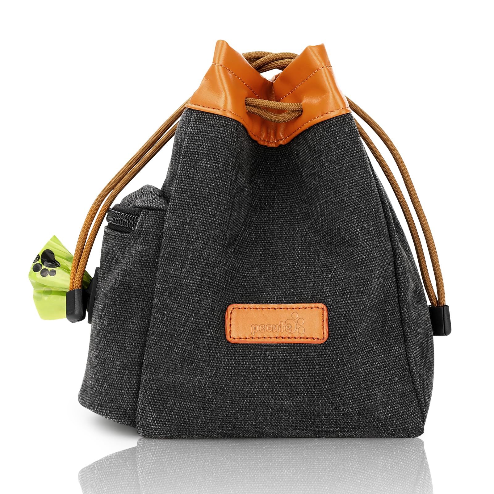 Pecute Bolsa de Entrenamiento para Perros, Bolsa Porta-Premios, Práctica y Portátil, Cierre con Cordón, Cinturón Ajustable, Impermeable - Ideal para Paseos con tu Mascota