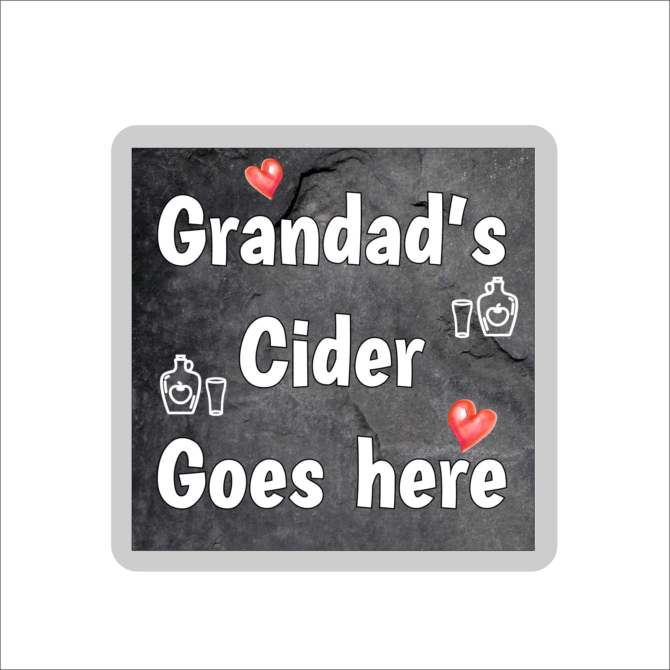 Decalarama Multicolor Grandad Cider Coaster – Grandad's Cider Goes Here - Novelty Gift - Fun Birthday