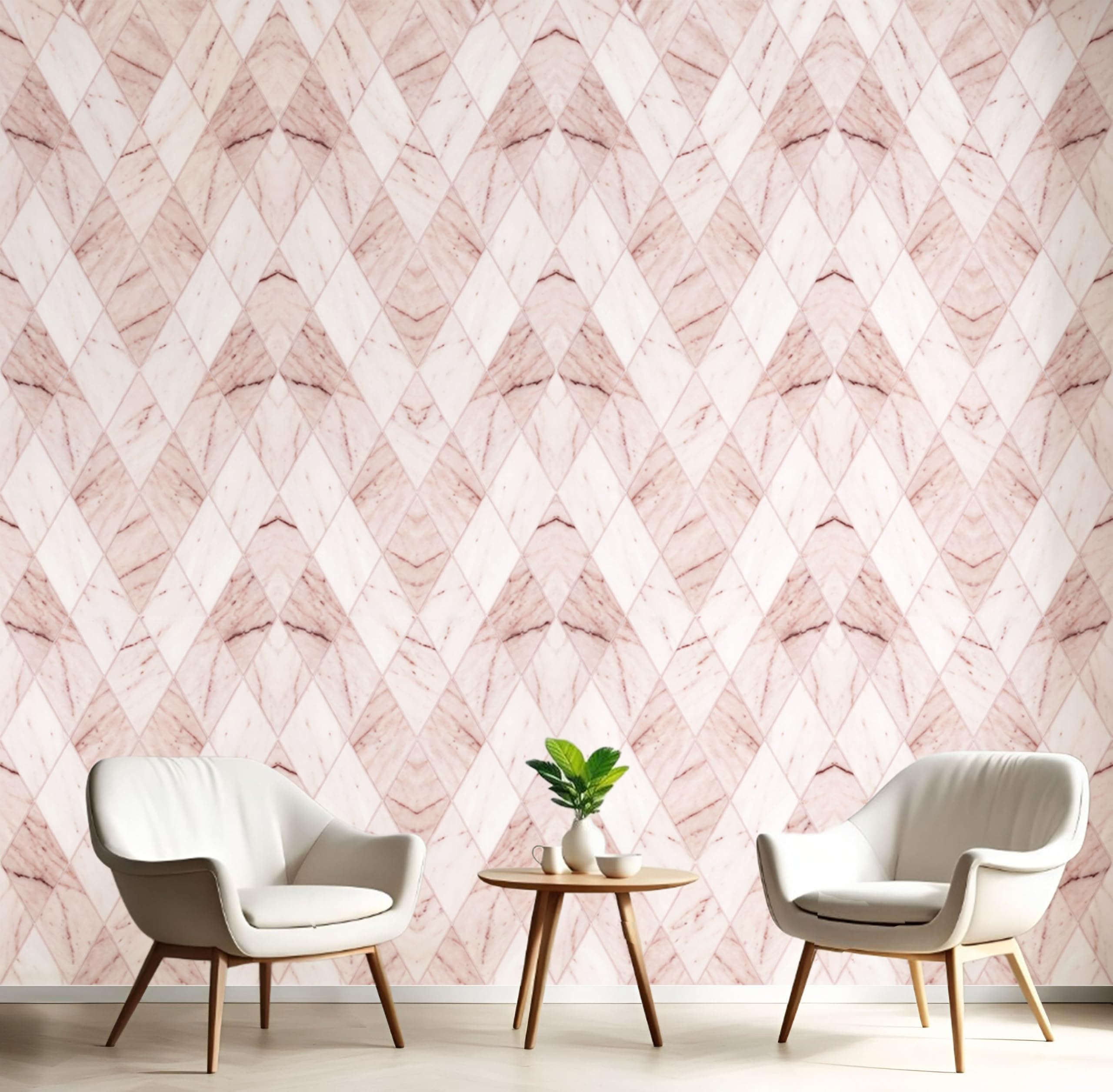 Papier Peint Géométrie en Marbre Rose 400x280cm pour Salon et Chambre