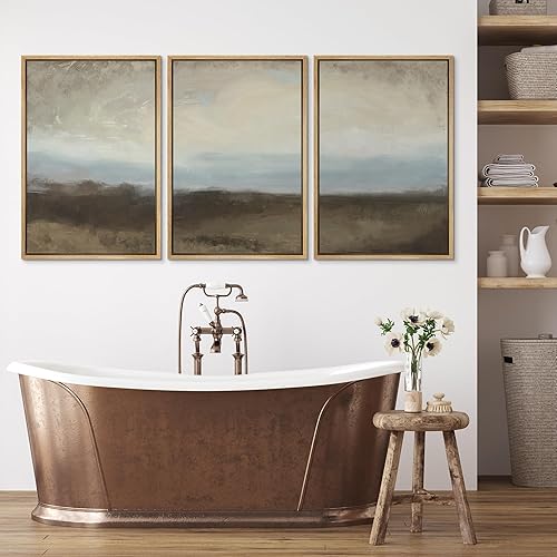 Miniatura 3 de wall26 Lienzo enmarcado para pared, juego de arte rural nublado, cielo, campo, naturaleza, desierto, ilustraciones de bellas artes, paisaje