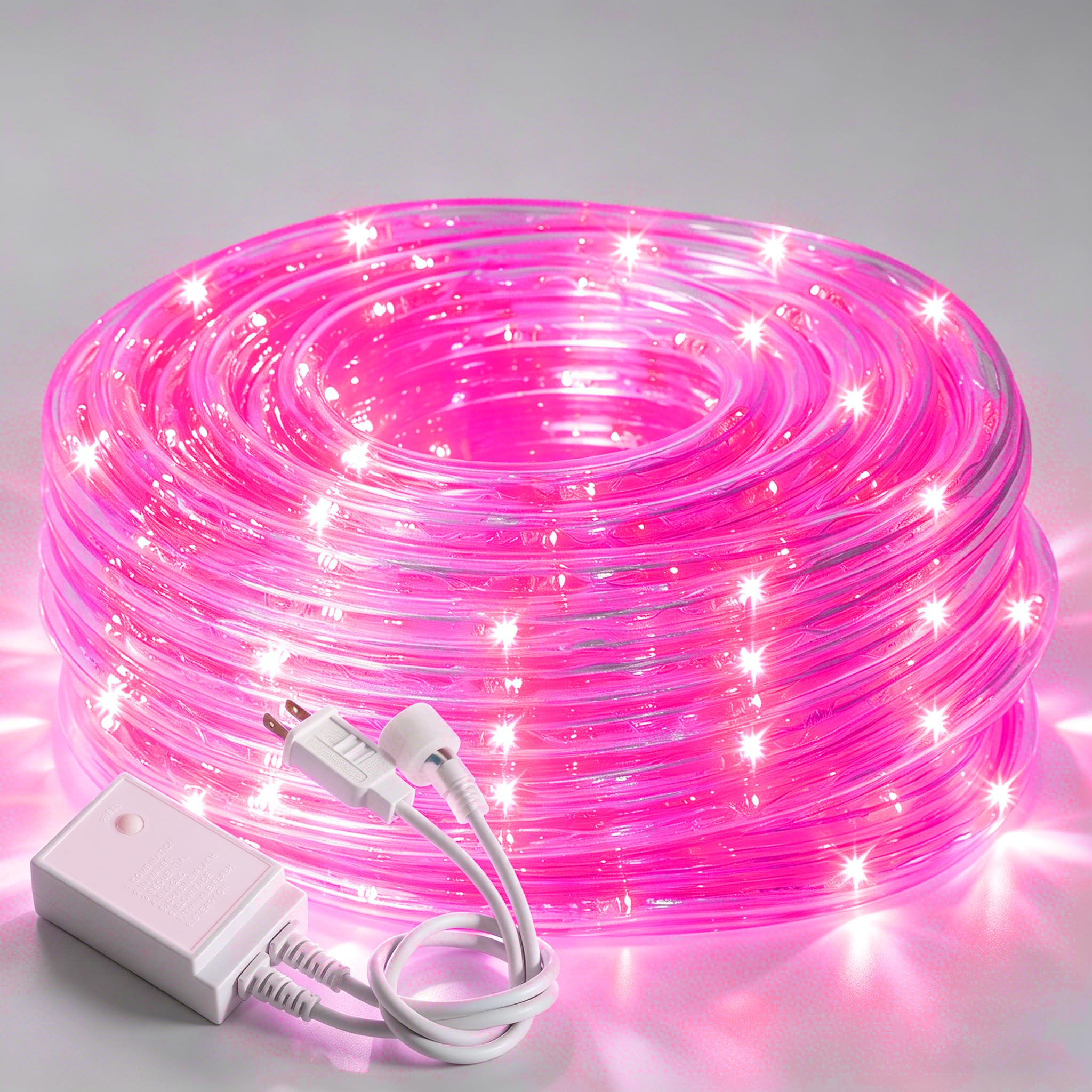 Guirlande lumineuse LED flexible et étanche avec 8 modes, éclairage extérieur pour terrasse, jardin, piscine, cour et décoration de Noël (rose, 6,1 m)