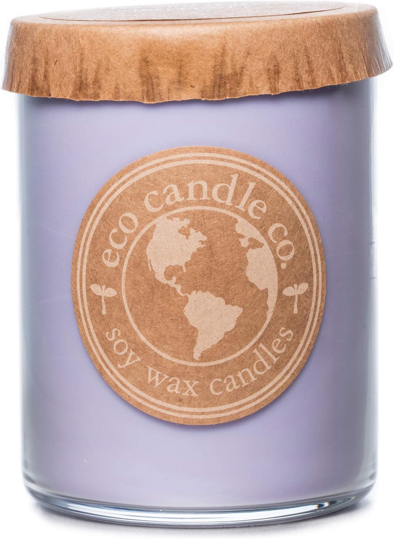 Eco Candle Co. Recycled Candle, Lavender Lemon, 18 oz. Double Wick - Scents of Lavender & Lemons - 100% Soy Wax, No Lead, Kraft Paper Label & Lid, Hand Poured, Phthalate Free, Midwest Grown Soybeans