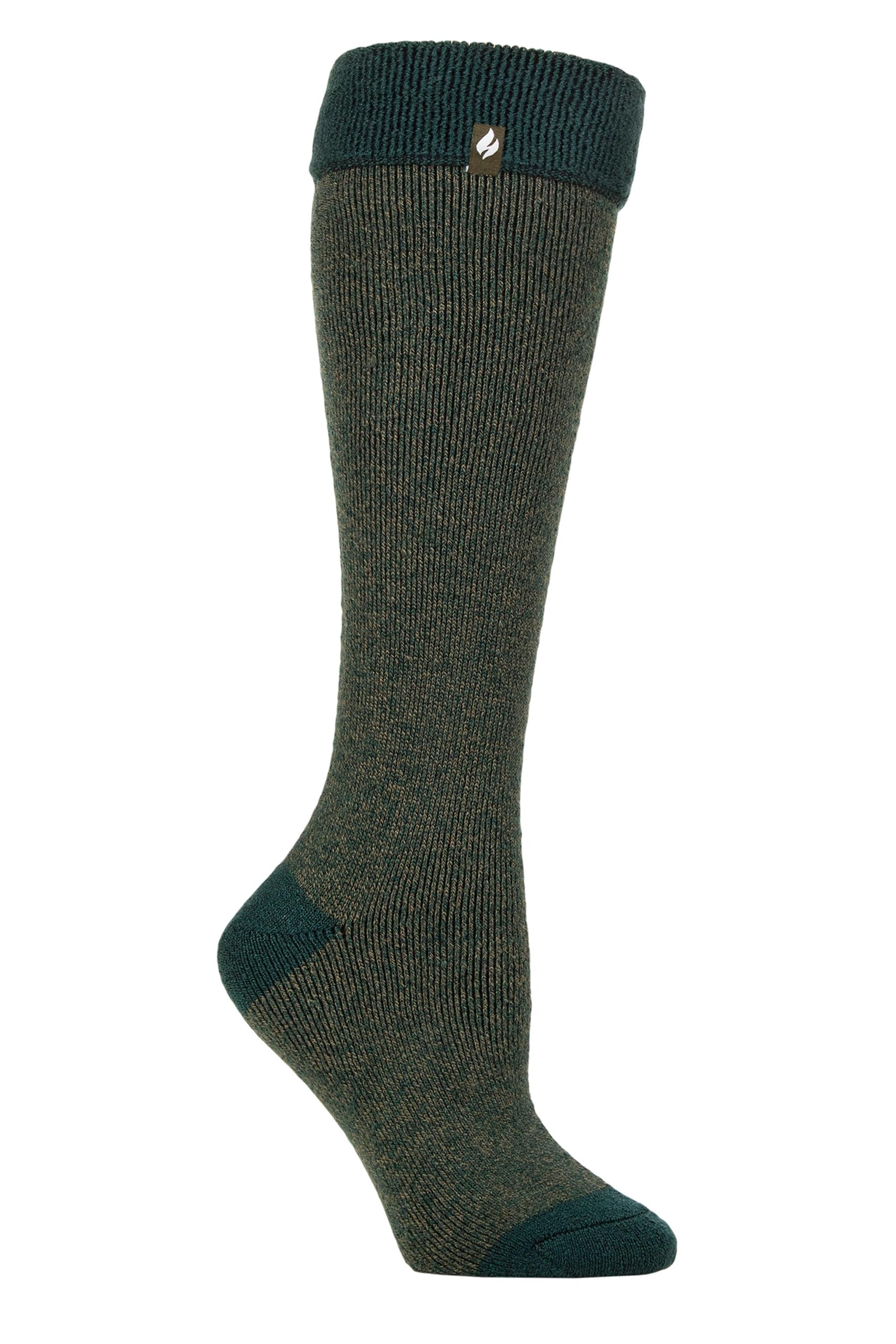 HEAT HOLDERS SOCKSHOP Women’s 1.6 TOG Wellington Boot Socks – Thermal Long Cushioned Riding Outdoor Warm Equestrian 4-8 (UK, Numeric, 4, 8, Regular, Regular, Amaryllis Twist Emerald/Olive)