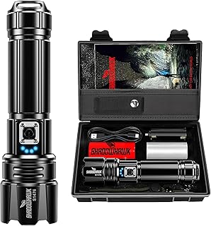 Shadowhawk Flash Light Led Torch 20000 Lumens Flashlight Bright Light Torch, XHP70.2 Hand Torch Light Rechargeable USB Tactical, Waterproof Portable Torch Light for Trekking Hunting Emergency