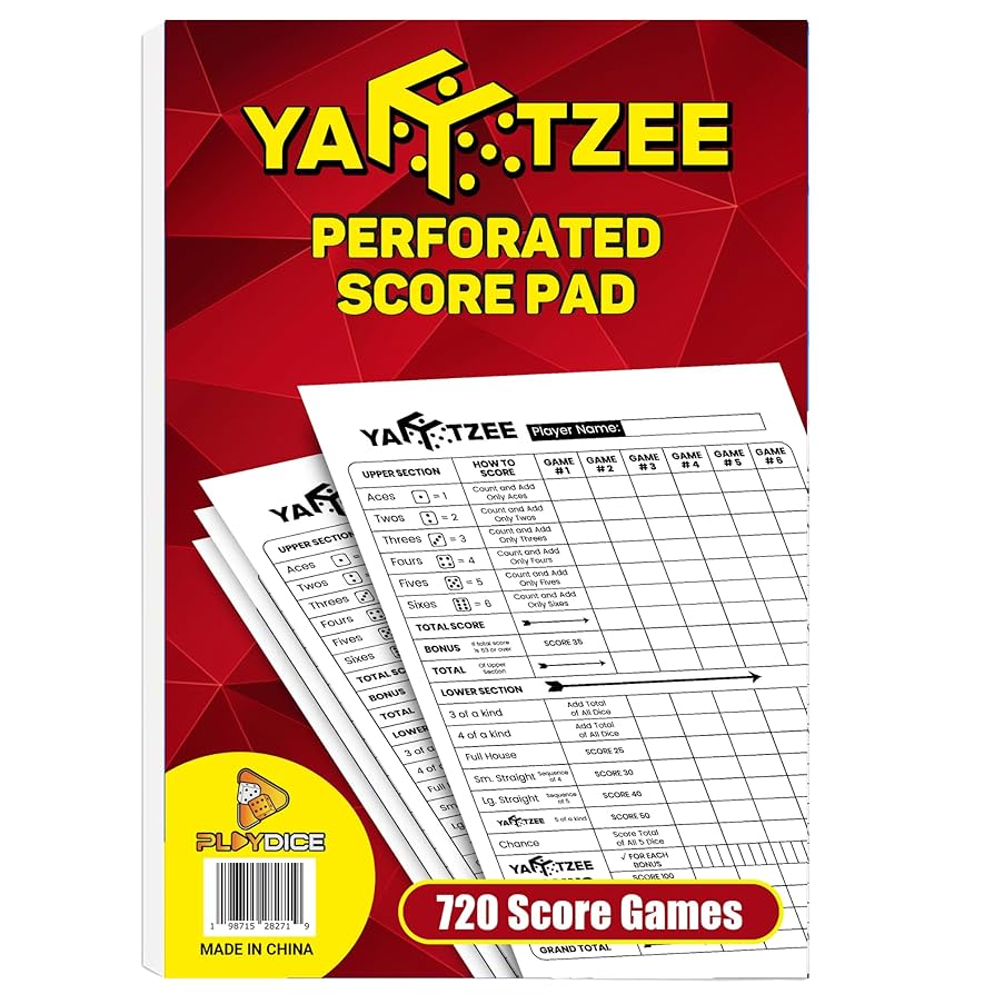 Amazon.com: PlayDice Perforated Yahtzee Score Pads: 120 Easy Tear Off Score Sheets, Large Print, Compatible with Yardzee and Yahtzee Games (6x9-120 Pages) : Sports & Outdoors amazon-com-playdice-perforated-yahtzee-score-pads-120-easy-tear-off-score-sheets-large-print-compatible-with-yardzee-and-yahtzee-games-6x9-120-pages-sports-outdoors