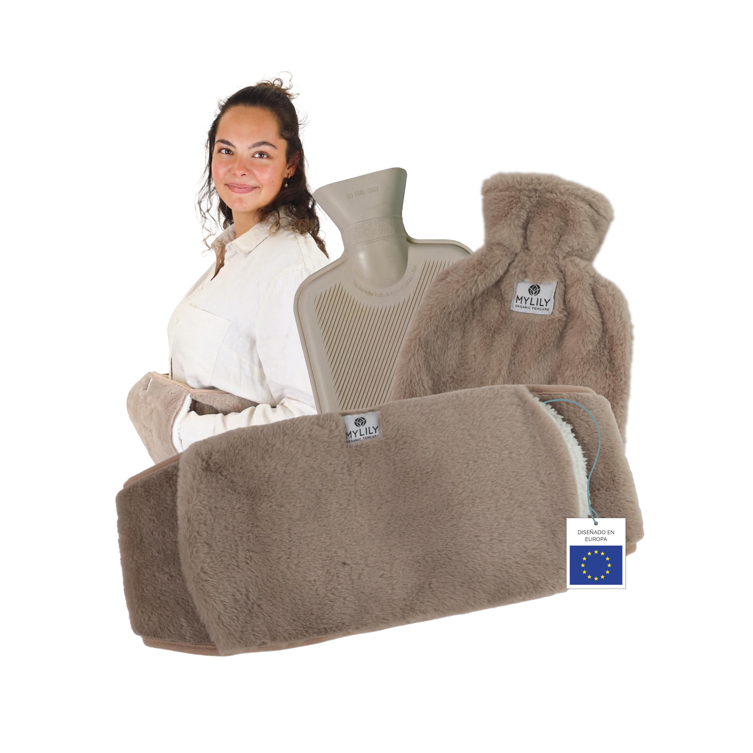 MYLILY | Bolsa caliente menstruación | Bolsa de agua caliente con funda mullida | bolsa agua caliente con cinturón