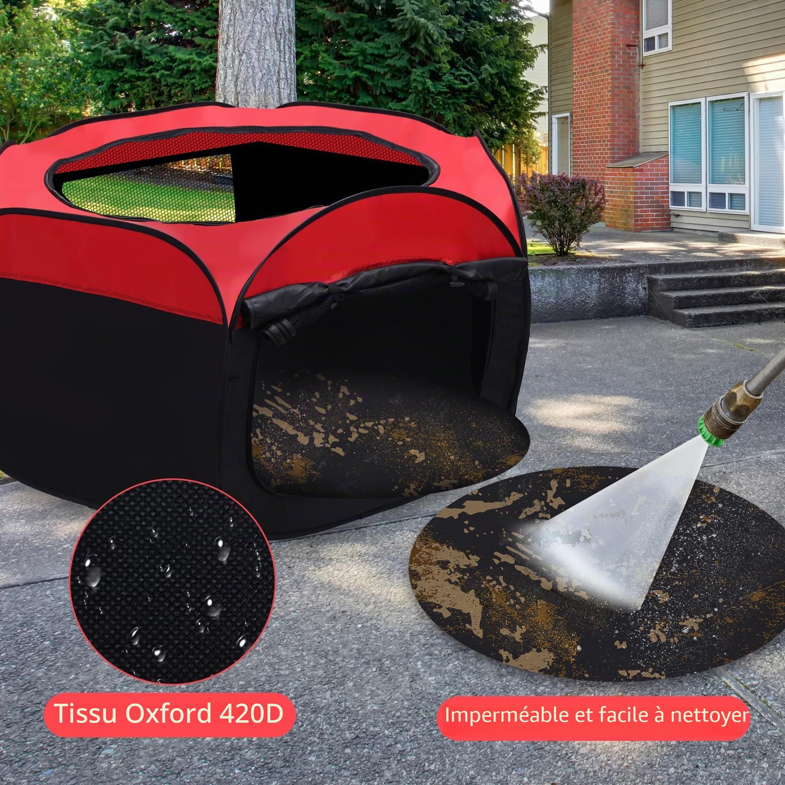 Parc Enfant pour Petits Animaux, Enclos Extérieur pour Chien, Chat, Lapin, Furet, Cochon d'Inde, Oxford 420D Cages Pliable Parc avec Fermeture Éclair de Compagnie, Tente pour Bébé Poules
