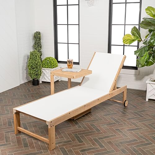 Miniatura 5 de JONATHAN Y LNG1100C-2SET Trabuco Coastal Modern Acacia - Juego de tumbona de 3 posiciones para exteriores con mesa auxiliar de transición, clásica,