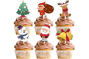 18pcs Glitter Christmas Snowman Dessert Cupcake Topper Merry Christmas Winter Theme Decorations