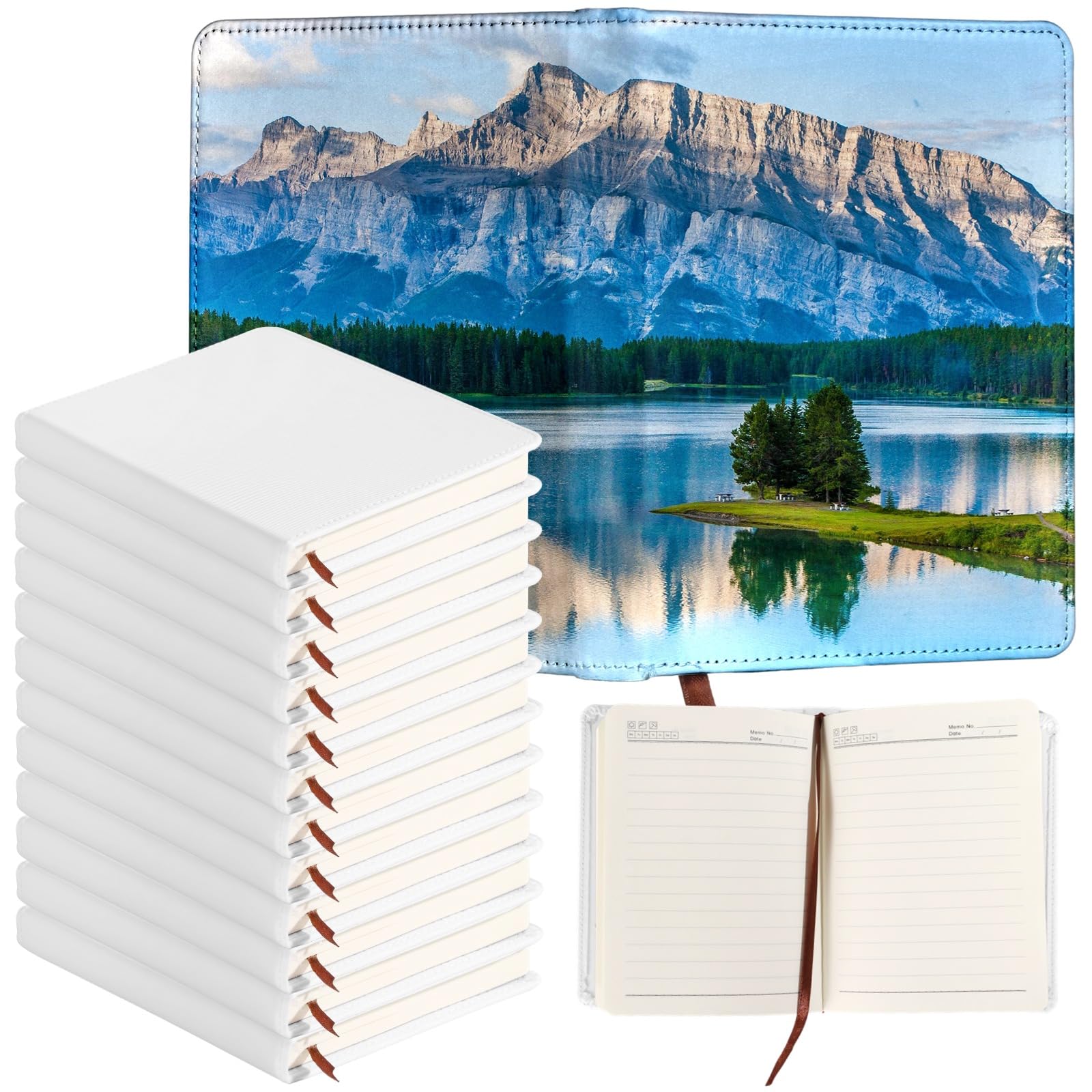 Lnrueg 12 Pcs A5 Sublimation Notebook Blank Journal 100 Pages - Hardcover PU Notebooks for Note Taking Plan Making Diary Writing - School Office