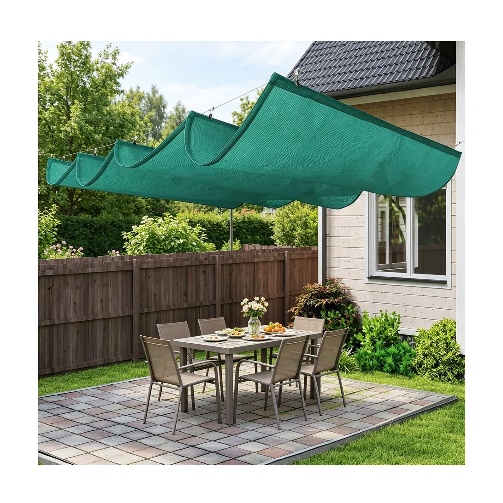 YFAURNDE Retractable Pergola Shade Cover, U Shaped Sunshade Net, Includes an Installation Kit; Suitable for Outdoor Patios, Porches, Garages, Decks, and Backyards.(W:2.2m/7.21ftxL:7m/22.9ft)