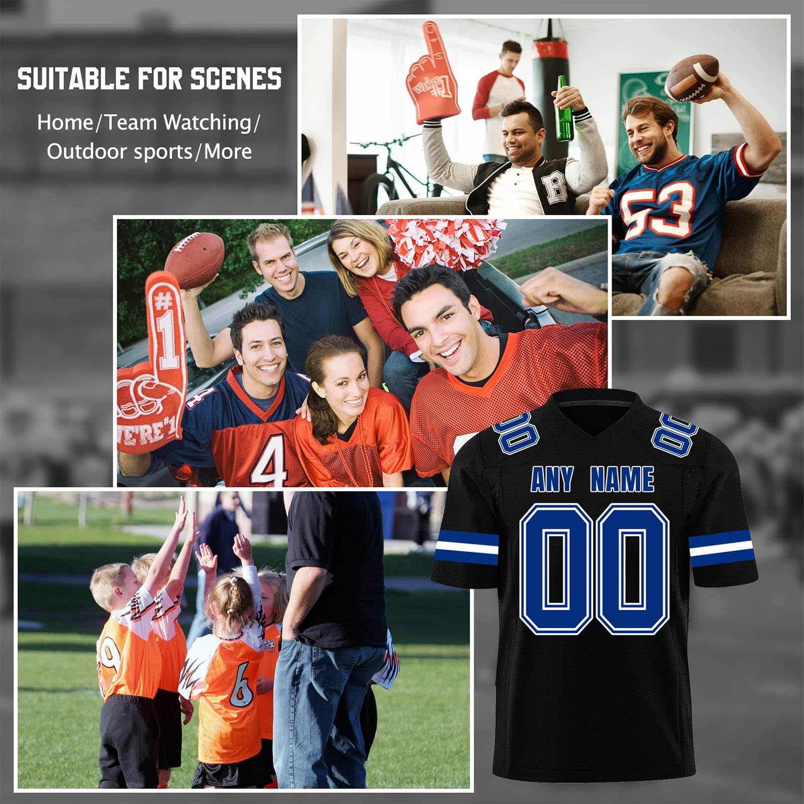Tee Shirt Personnalisable de Football Américain Personnalisables, Imprimés avec des Noms et des Numéros, Spécialement Conçus pour Les équipes, Les Tournois et Les Supporters.