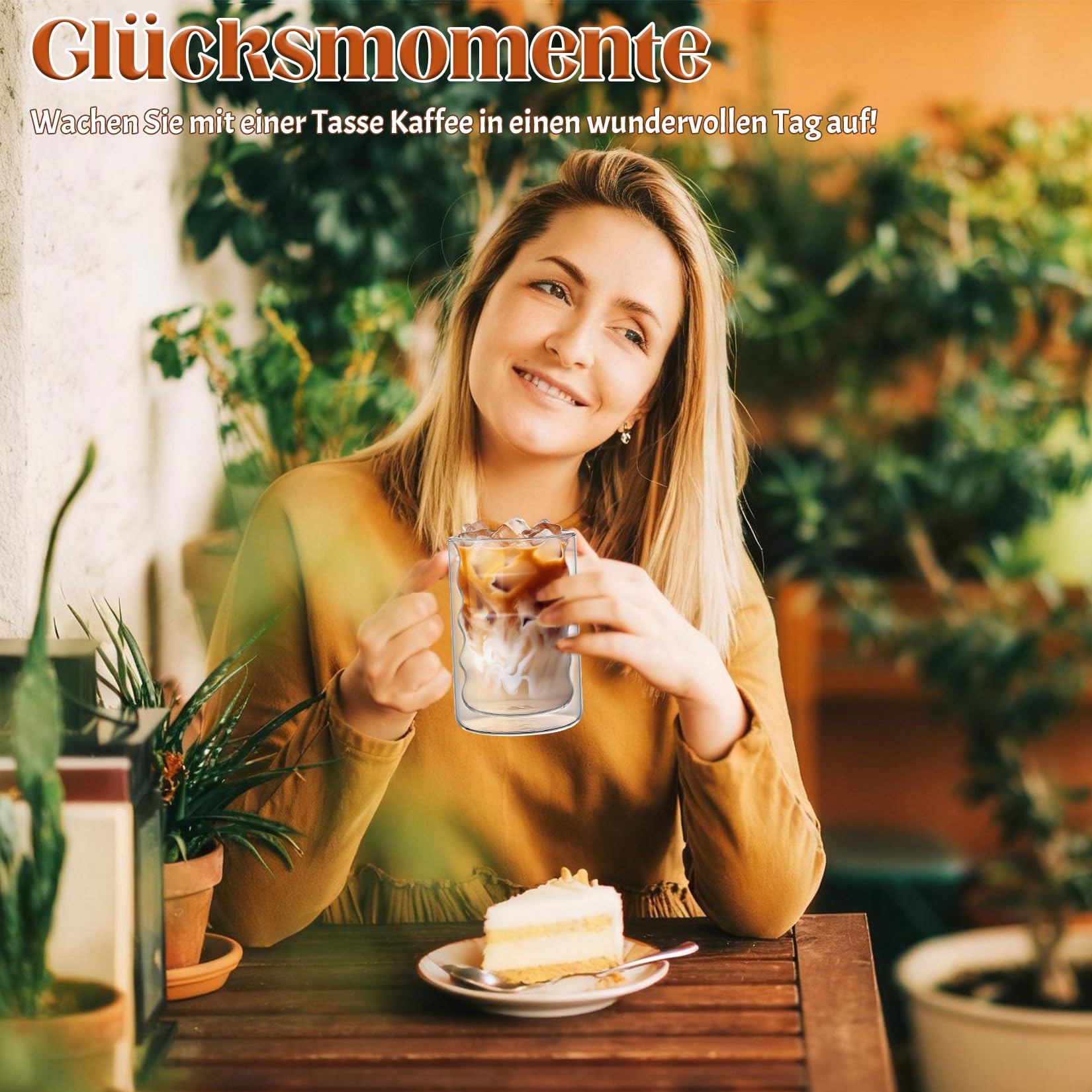 Zestaw 4 szklanek do latte macchiato z podwójnymi ściankami 350 ml, spiralne szklanki ze szkła borokrzemowego, szklanki termiczne, podwójne ścianki z 4 łyżeczkami, przezroczyste szklanki do
