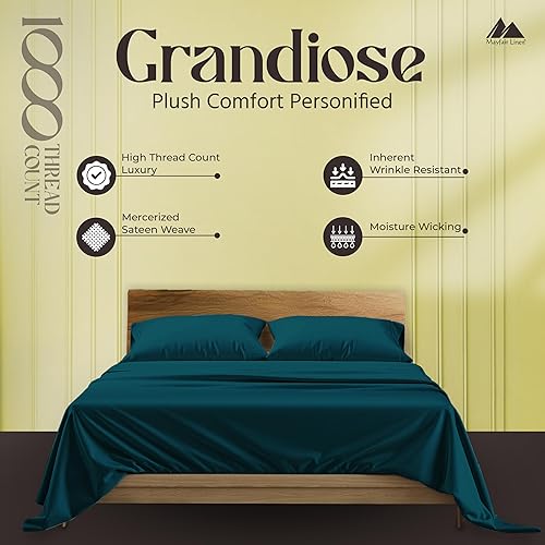 Miniatura 2 de Mayfair Linen Juego de sábanas de 100% algodón egipcio, 1000 hilos (verde azulado, Queen)