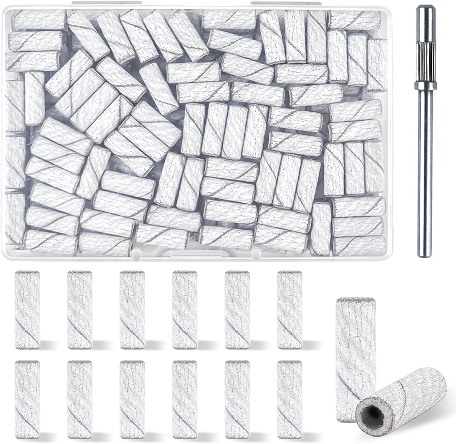 240 Grit White Small Sanding Bands Nail Drill Bit, Nail Drill Bits,