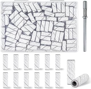 100 Pcs 240 Grit White Small Sanding Bands Nail Drill Bit,Nail Drill Bits,Extreme Fine Grit mini Sanding Band,Nail Bits,Upgrade 3.1mm Mandrel Bits,Professional Nail Drill Bit for Acrylic Nails
