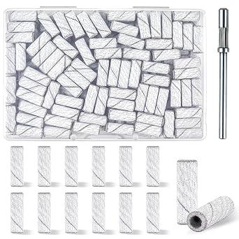 100 Pcs 240 Grit White Small Sanding Bands Nail Drill Bit,Nail Drill Bits,Extreme Fine Grit mini Sanding Band,Nail Bits,Upgrade 3.1mm Mandrel Bits,Professional Nail Drill Bit for Acrylic Nails