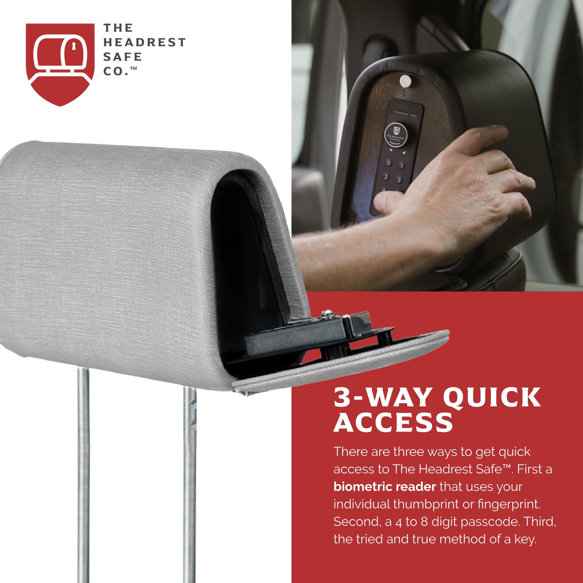 THE HEADREST SAFE Headrest Set Passenger Seat with Safe + Companion DriverSeat (no Safe