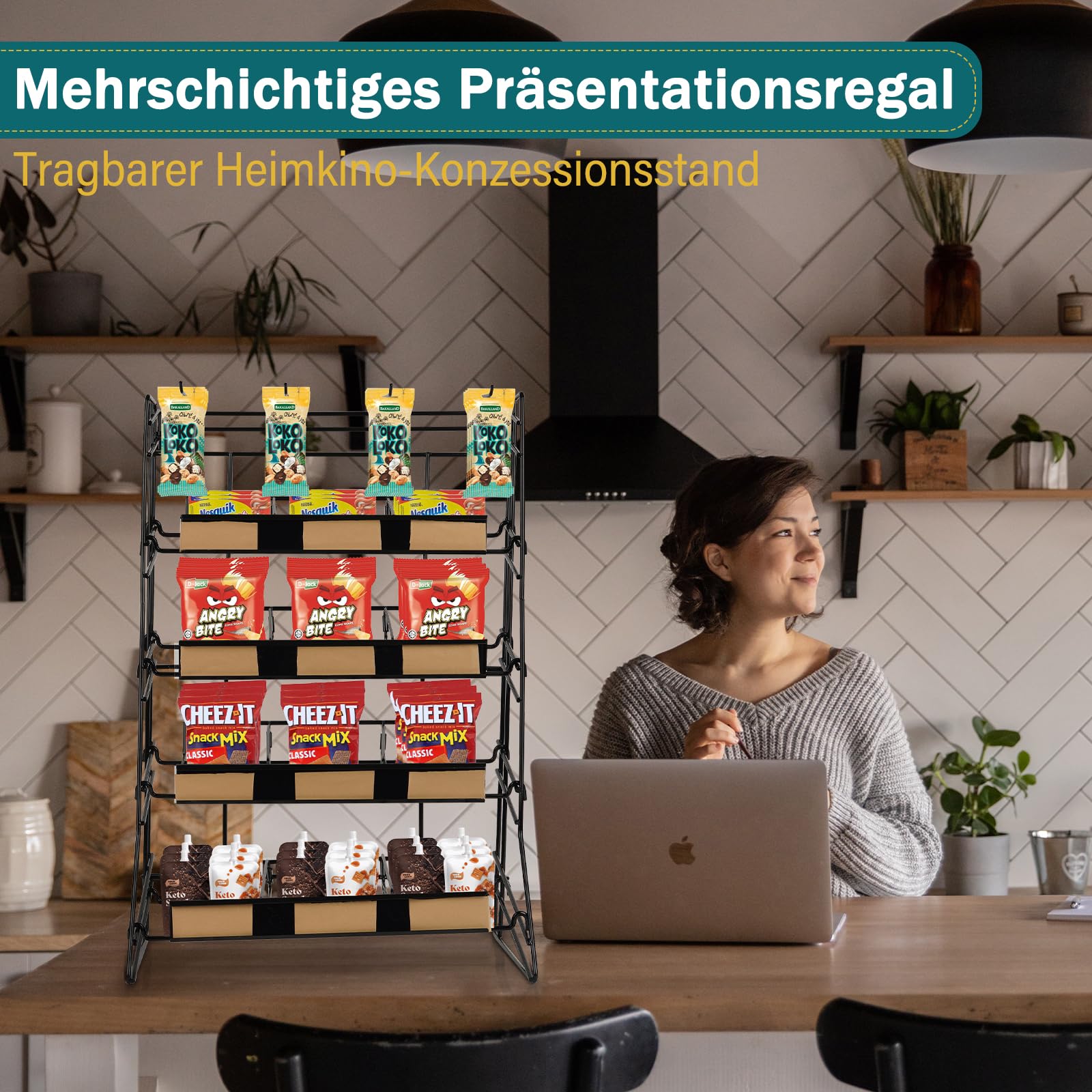 Süßigkeiten-Präsentationsständer, abgestuft, tragbar, auf der Arbeitsplatte, Snack-Ständer, Einzelhandels-Präsentationsständer