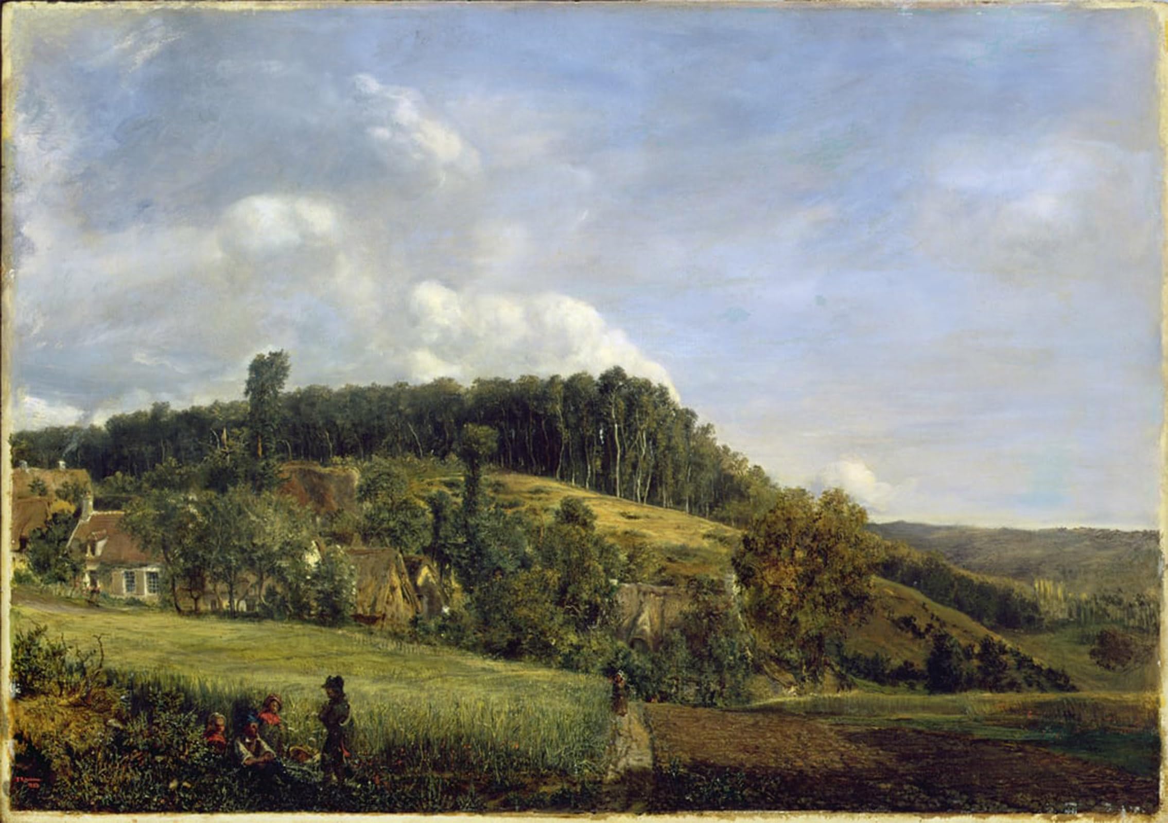 SERENDIPITP Abstract Painting Mural Print Picture Wall Decor Painting Forest Near a Village by Pierre Etienne Theodore Rousseau Vintage Wall Artwork for Home Decor 60x90cm