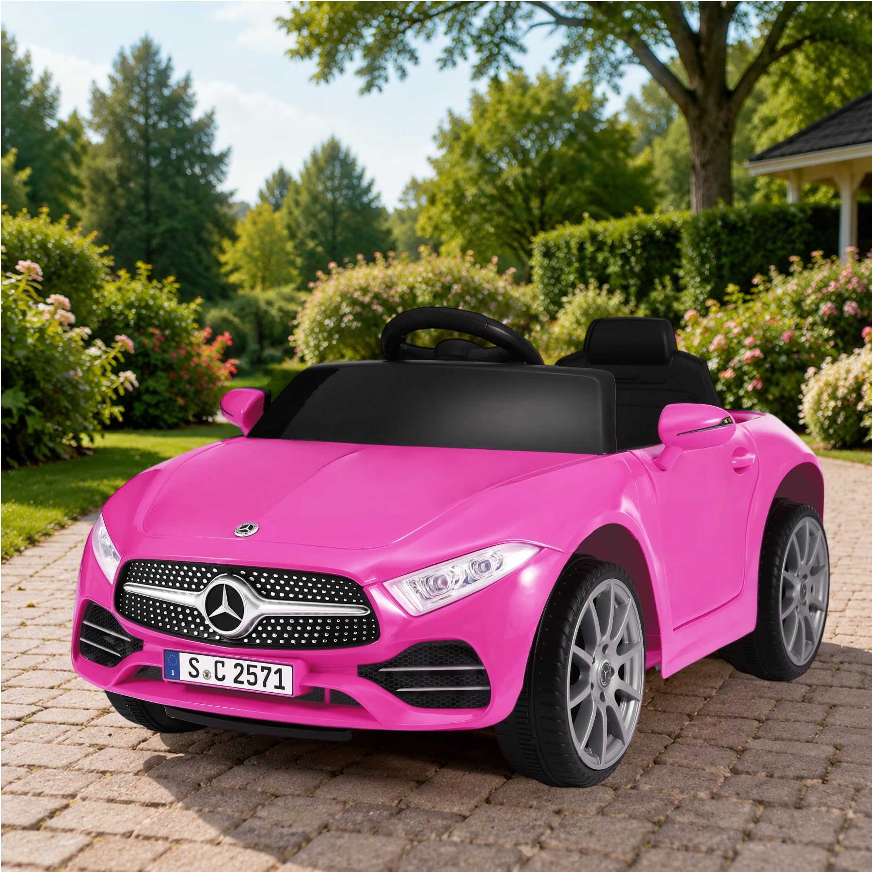 ORYXEARTH Kinder Elektroauto, 6V Kinder Elektroauto Kinderfahrzeug mit 2.4G-Fernbedienung, Hupe, Bluetooth-Musik, USB und AGM Blei-Säure-Batterie, 25W Motoren, 2-5km/h für Kinder 3-6 Jahre，Rose