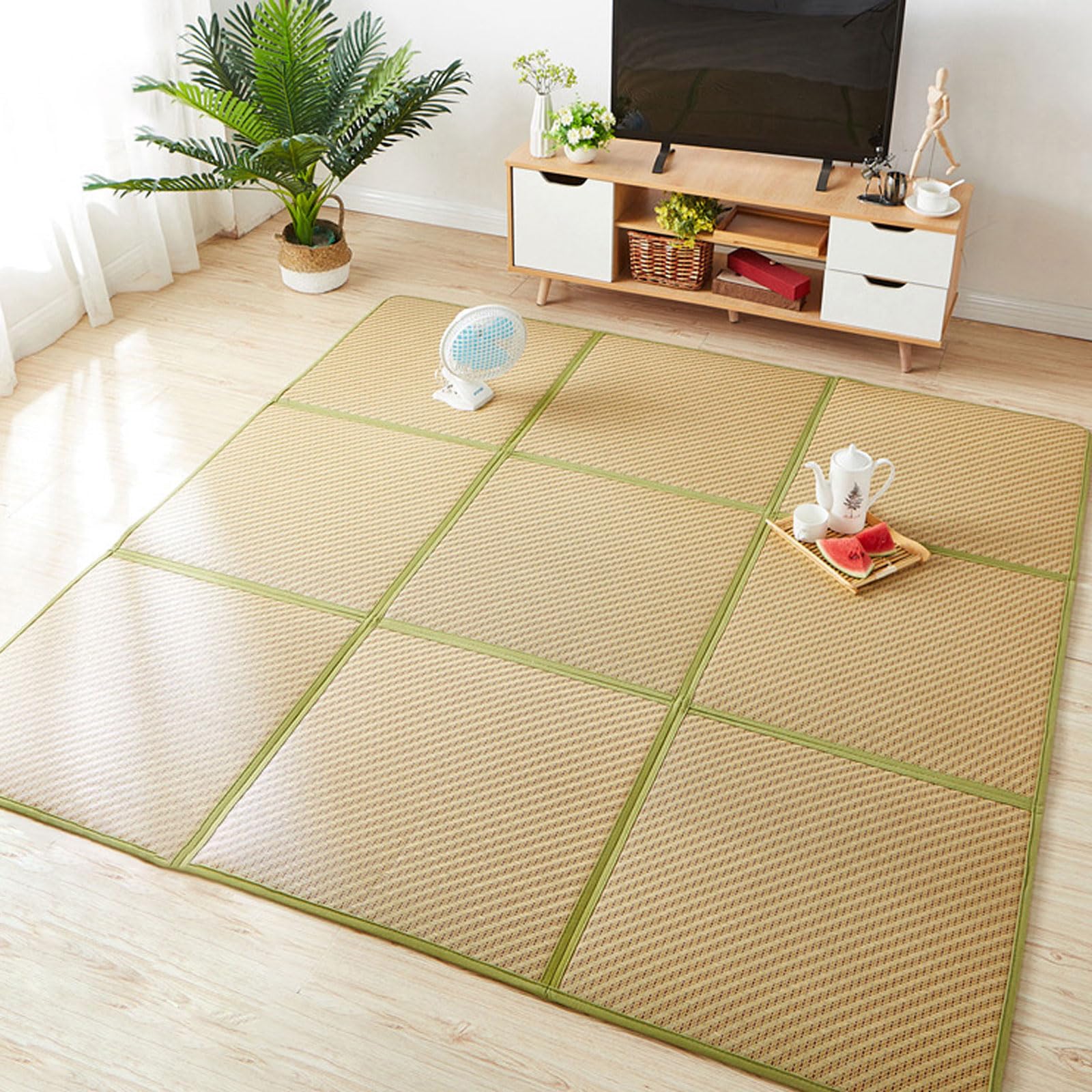 Tapis de Sol Tatami Japonais,Tatami rattans Pliable Tatami Mat,Tapis De Jeu en Rotin Respirant,Japonais Matelas Méditation Yoga,antidérapant,Facile à Ranger,pour Salon,Tapis de Jeu Rampant