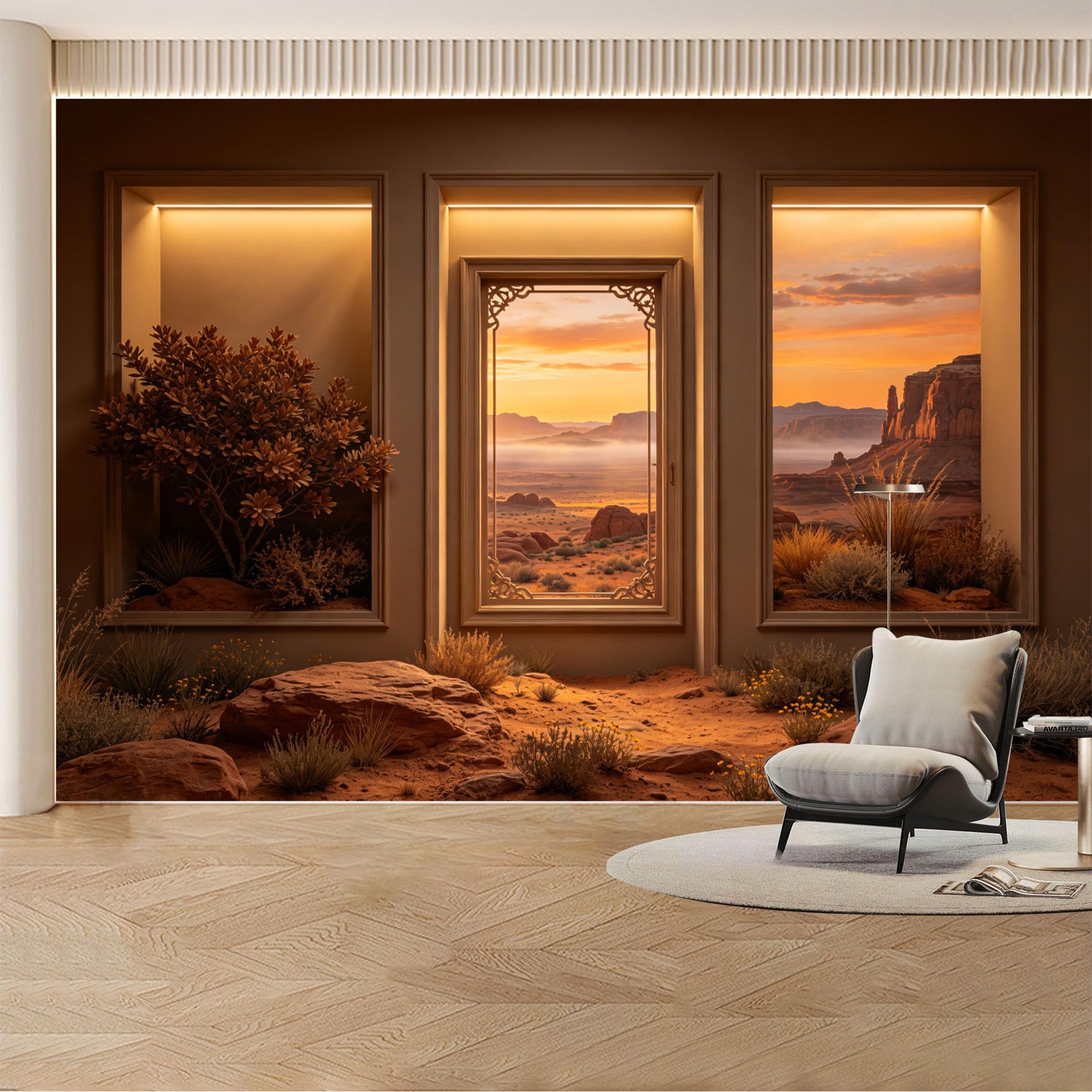 Kayorowalls Bh20260620046 Custom Wall Mural Wallpaper Desert Canyon Landscape Nature 3D Effect Wall Decor Large Wall Art Sunset Minimalist Boho Removable Selfadhesive Large Photo For Living Room， Bedroom， Office