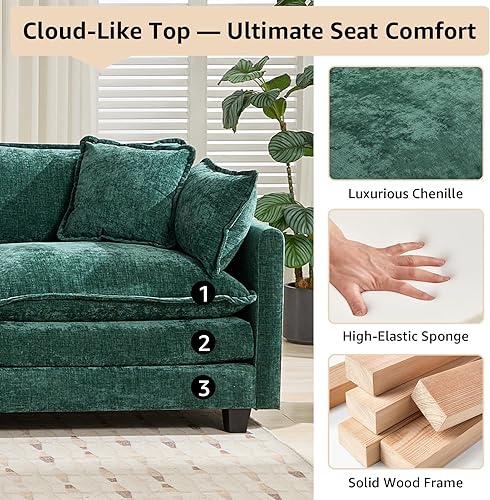 Miniatura 3 de Sofás modulares grandes y modernos de 76.7 pulgadas para sala de estar, sofá modular de chenilla, sofás de 2 plazas de gran tamaño para apartamento,