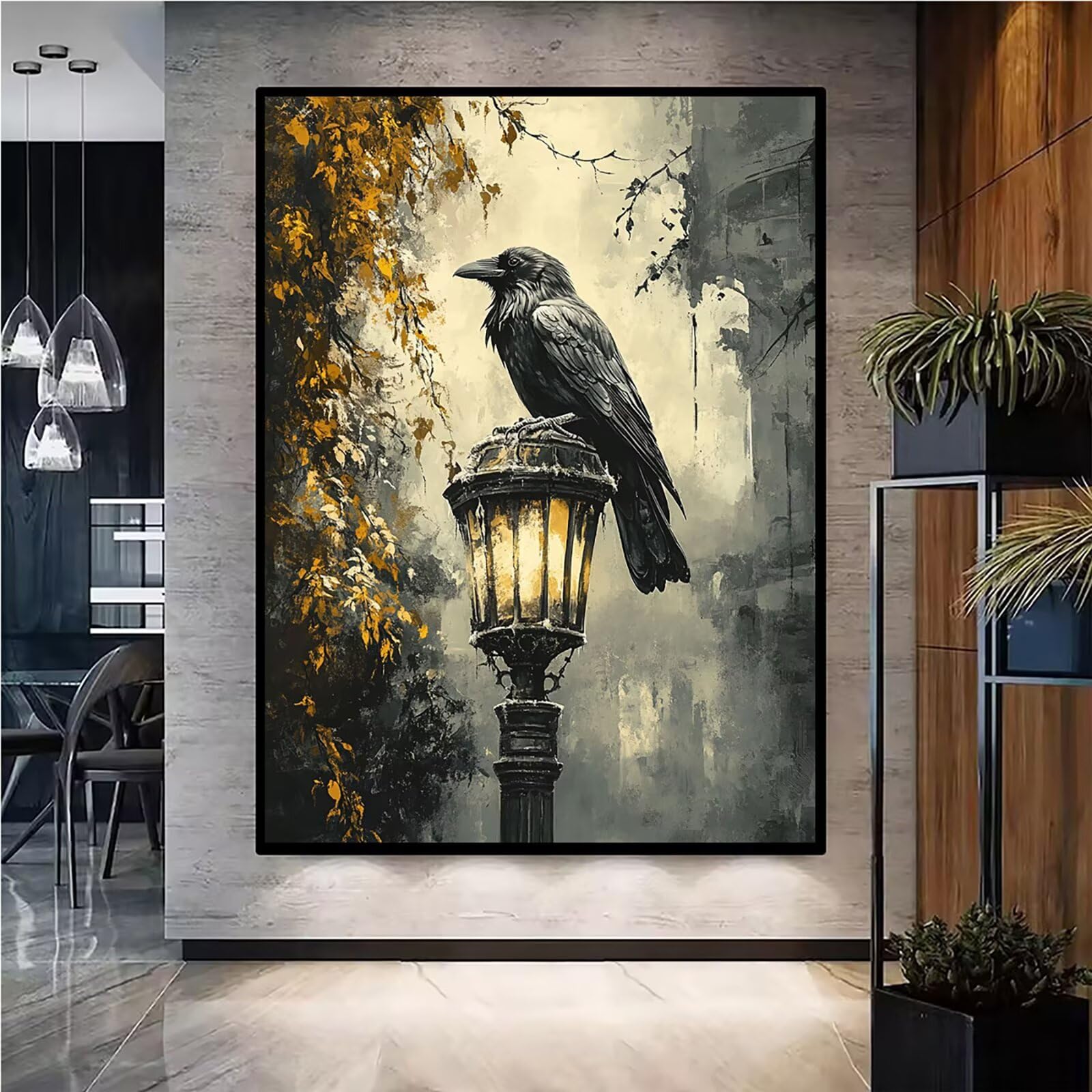 Diamond Painting Kit Completo, Diamond Painting Uccello, 5D Quadrato Pittura Diamante Kit Manualidades Adultos DIY Diamantini Crystal Art Disegni Ricamo Punto Croce Artigianale,60x90cm Lampioni j0-540