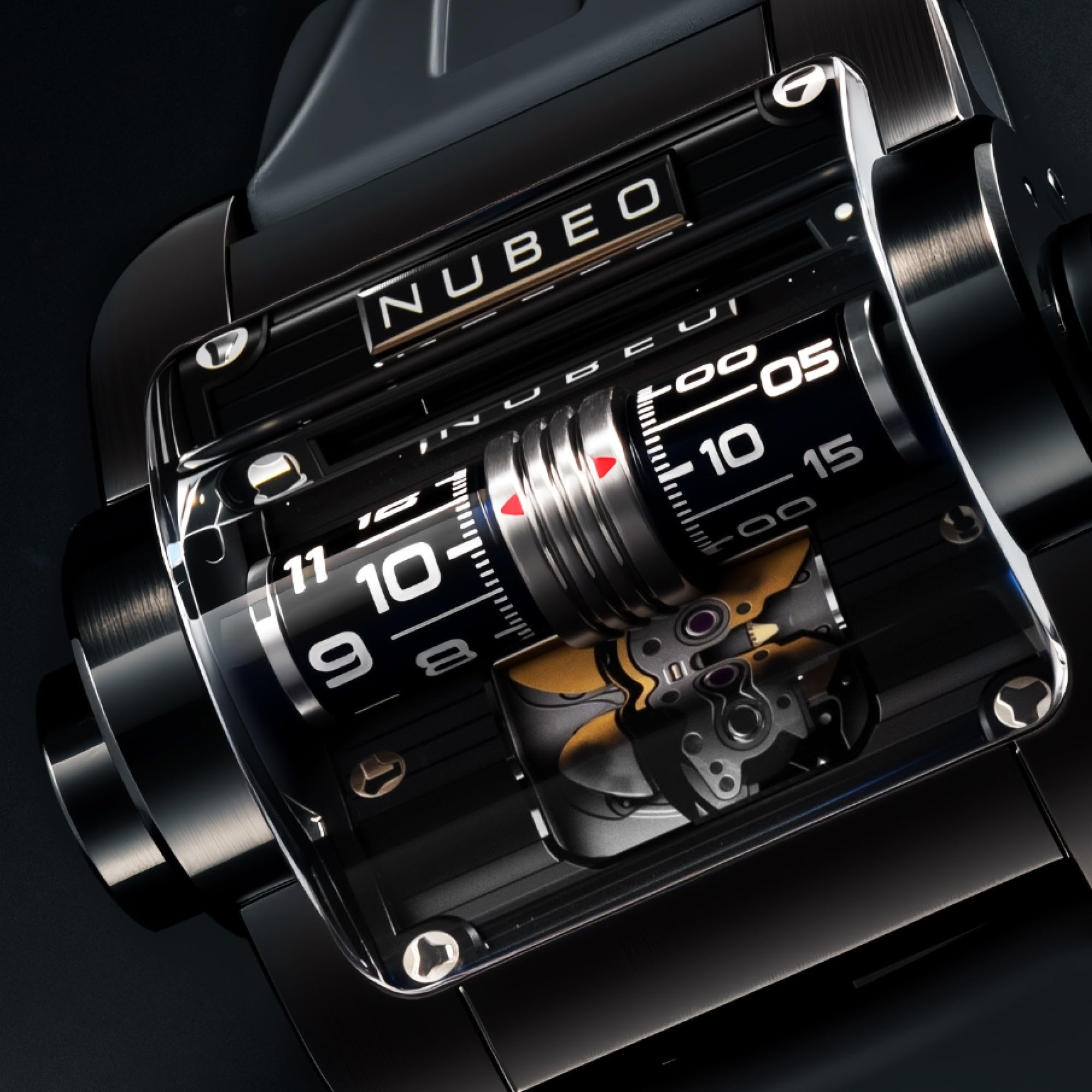 Nubeo Herren-Automatikuhr mit Gummiband, 43,5 mm, Kontinuum, NB-6137